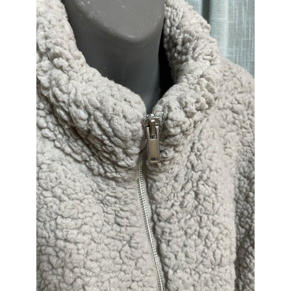Maurices XL Teddy Bear Jacket Lined Gray Sherpa Zipped Drawstring - Picture 4 of 16